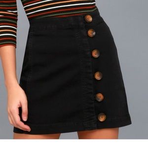 Free People Black Button Skirt Size 2
